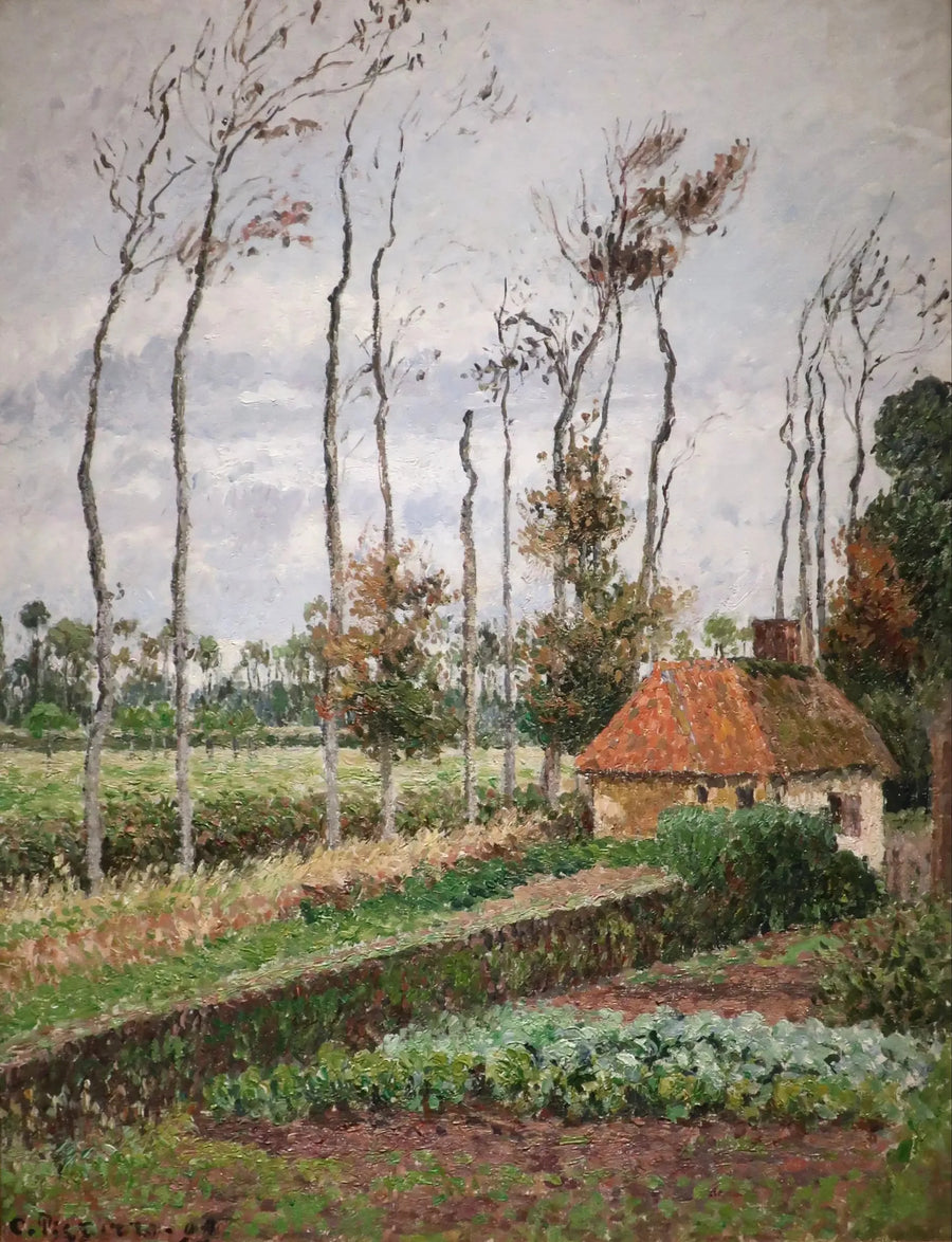 O jardim do solar de Ango, Varangeville, tempo cinza - Camille Pissarro