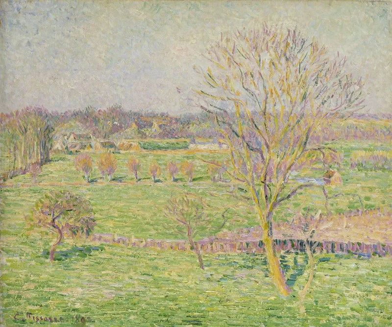 O prado e a grande nogueira, primavera, Eragny - Camille Pissarro
