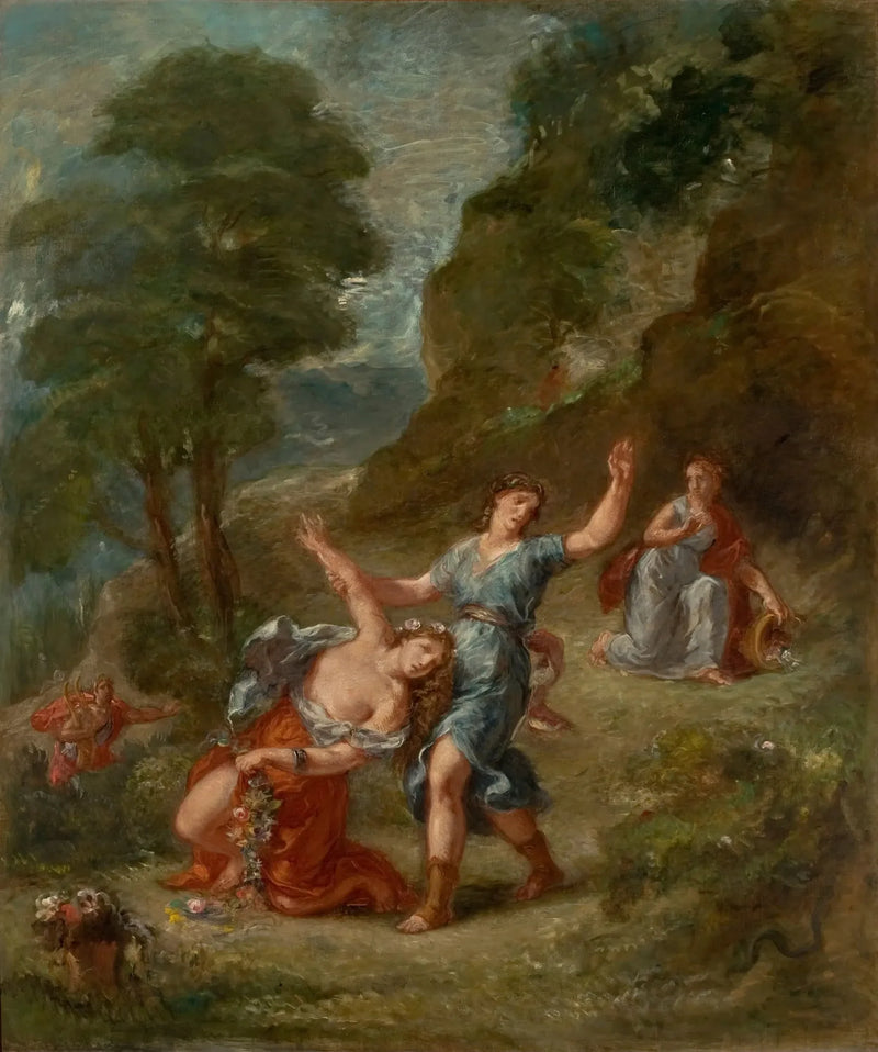 A Primavera - Eurídice mordida por uma serpente enquanto colhia flores (a morte de Eurídice) - Eugène Delacroix