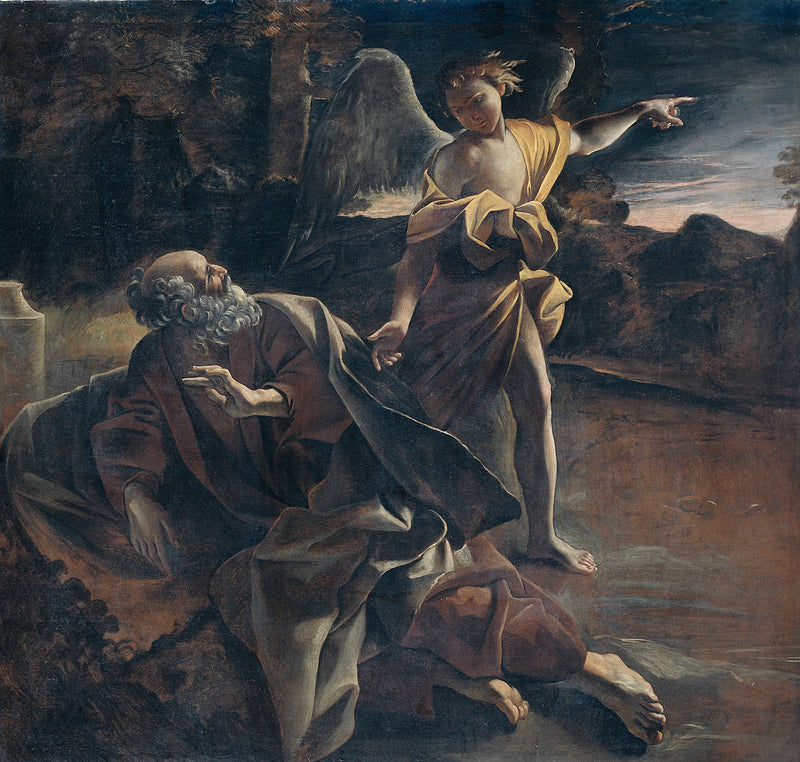 O profeta Elias no deserto despertado por um anjo - Giovanni Lanfranco