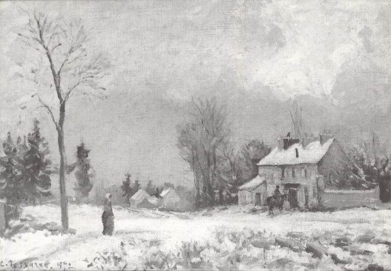 O Relógio de Posto, Rota de Versalhes, Louveciennes, Neve - Camille Pissarro