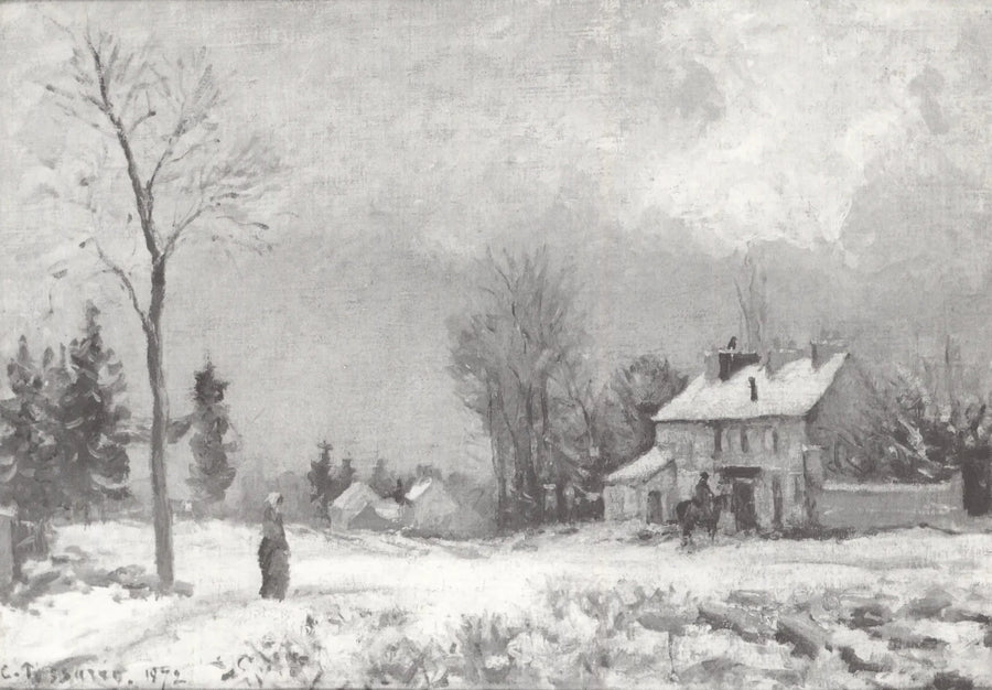 O Relógio de Posto, Rota de Versalhes, Louveciennes, Neve - Camille Pissarro