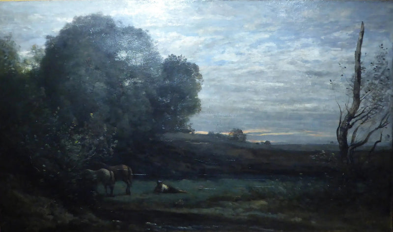 O Descanso dos Cavalos - Jean-Baptiste Camille Corot
