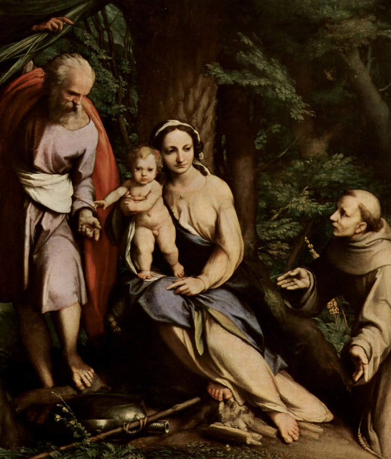 O Descanso durante a Fuga para o Egito com São Francisco - Antonio da Correggio