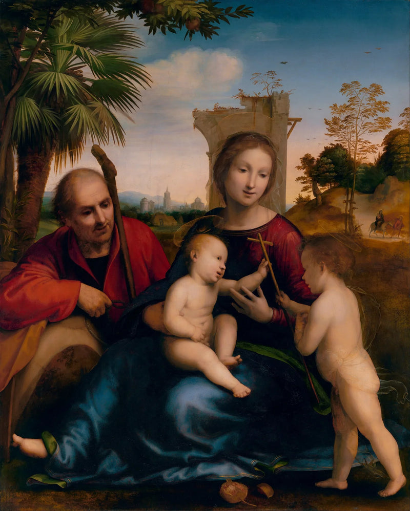 O descanso durante a fuga para o Egito com São João Batista - Fra Bartolomeo