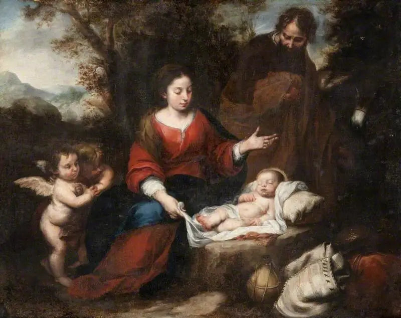 O descanso durante a fuga para o Egito - Bartolomé Esteban Murillo
