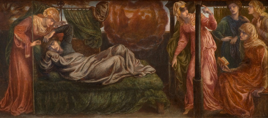 O Sonho de Dante no dia da morte de Beatriz (predela, painel esquerdo) - Dante Gabriel Rossetti
