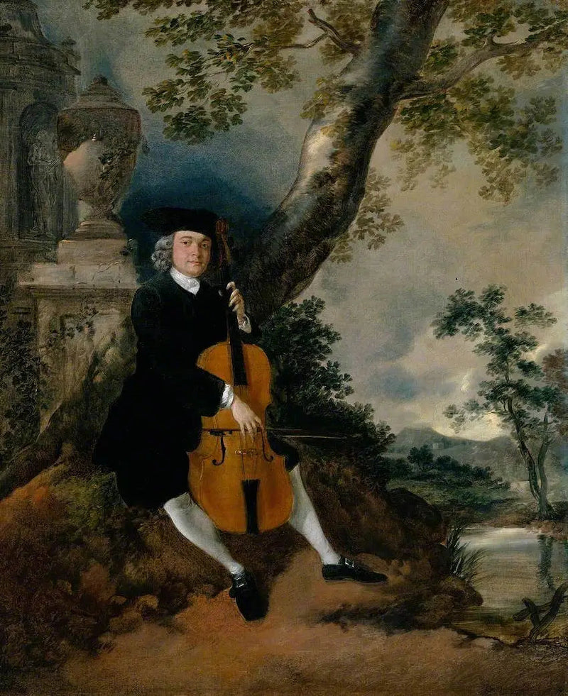 O reverendo John Chafy tocando violoncelo em uma paisagem - Thomas Gainsborough