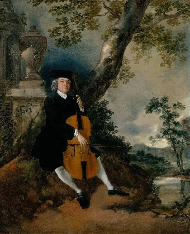 O reverendo John Chafy tocando violoncelo em uma paisagem - Thomas Gainsborough