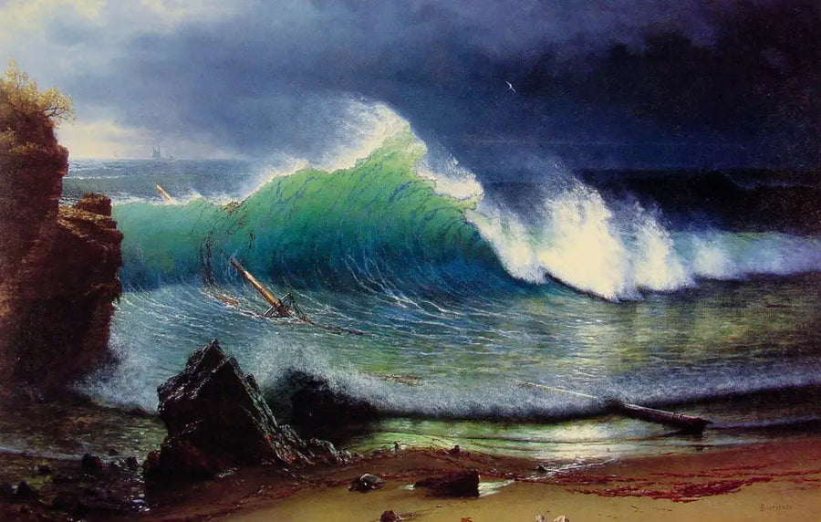 A orla do mar turquesa - Albert Bierstadt