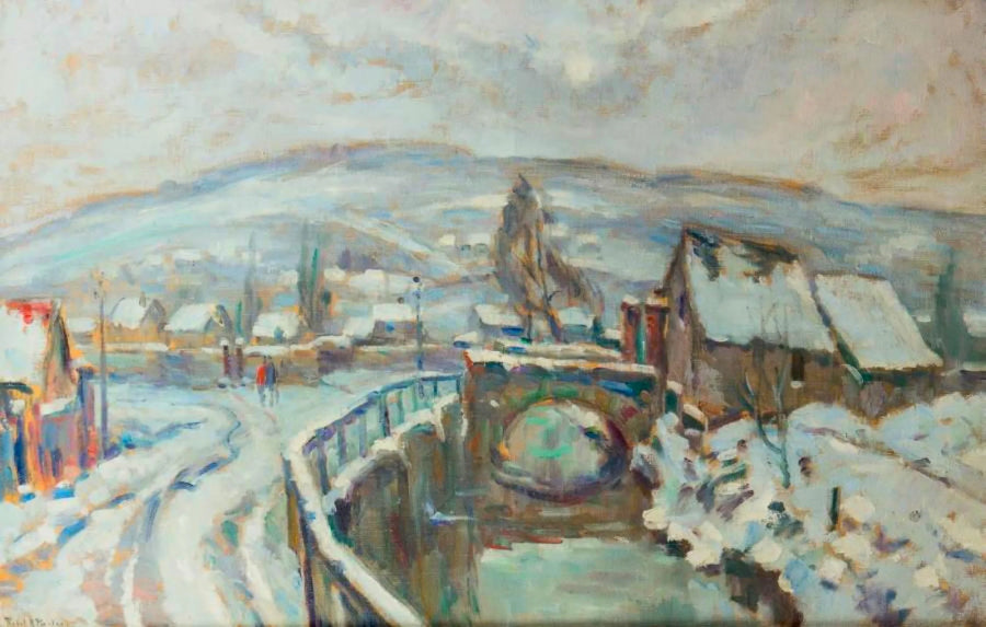Le Robec sob a neve ao redor de Rouen - Robert Antoine Pinchon