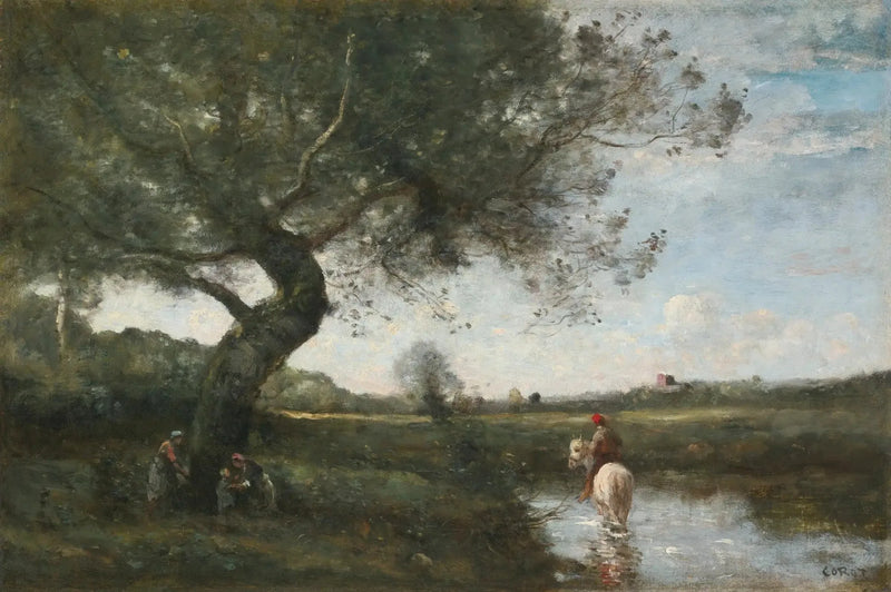 O riacho com o cavalo branco - Jean-Baptiste Camille Corot