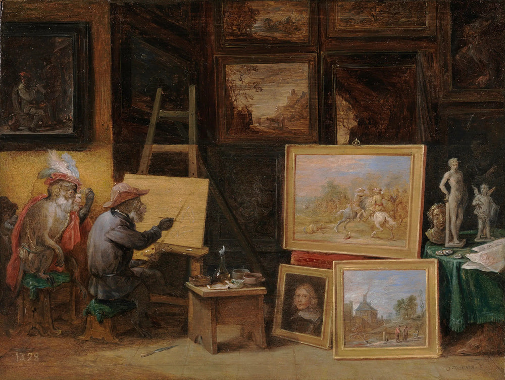 Le Singe peintre - David Teniers le Jeune image 1 reproduction réalisée par Alpha Reproduction