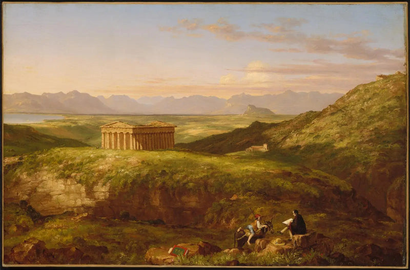 O Templo de Ségeste com o artista desenhando - Thomas Cole
