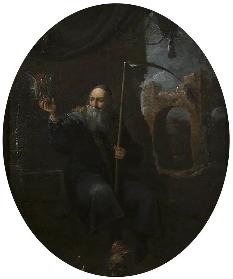 O tempo como um velho com uma foice e uma ampulheta alada - David Teniers Júnior