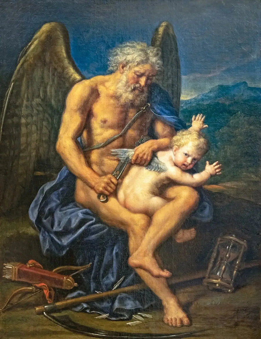 O Tempo cortando as asas do Amor - Pierre Mignard