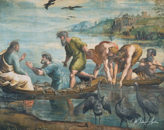 Le tirage miraculeux des poissons - Raphaël (peintre) - Reproductions de tableaux et peintures haut de gamme