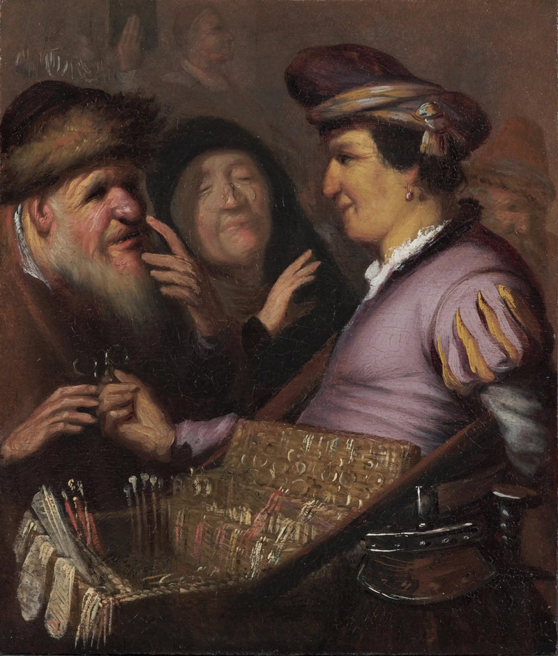 O vendedor de óculos (Um cambista vendendo óculos, Vista) - Rembrandt