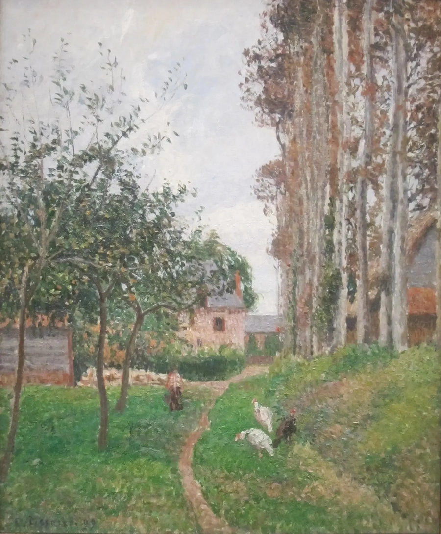 O Pomar da Mansão de Ango com as Galinhas, Varengeville - Camille Pissarro