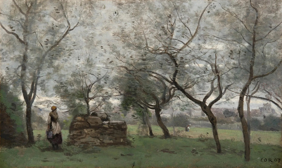 O pomar, arredores de Mantes - Jean-Baptiste Camille Corot