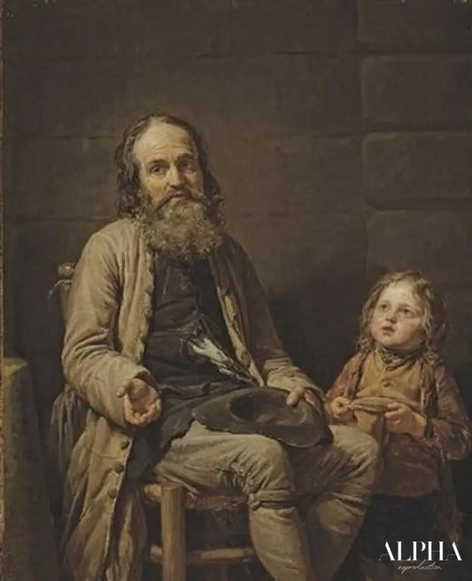 Le vieux mendiant et l'enfant - Nicolas Bernard Lépicié - Reproductions de tableaux et peintures haut de gamme