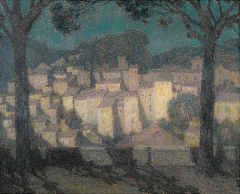 A aldeia ao luar (representação de Bormes-les-Mimosas) - Henri Le Sidaner