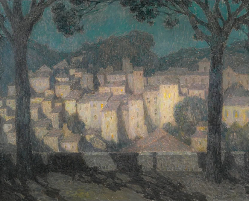 A aldeia ao luar (representação de Bormes-les-Mimosas) - Henri Le Sidaner