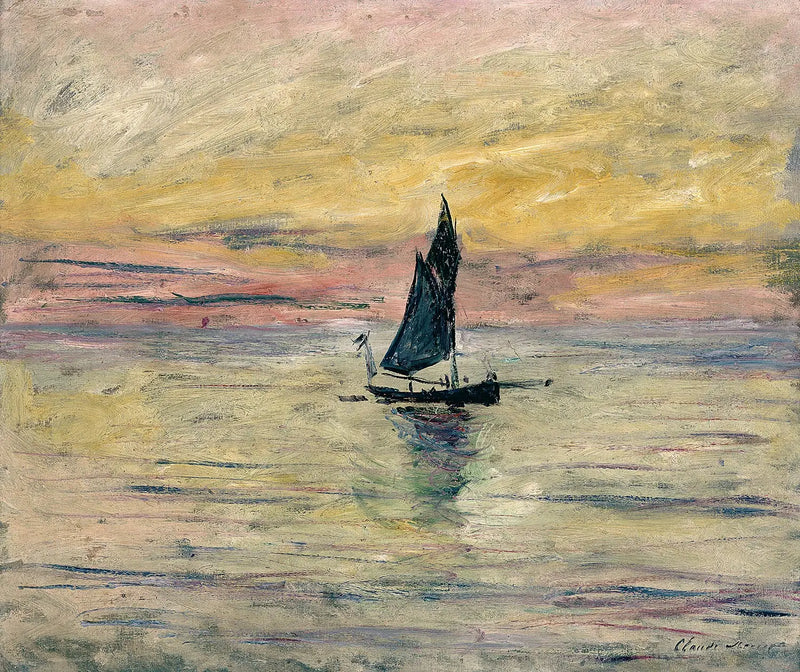 O veleiro, efeito do entardecer - Claude Monet