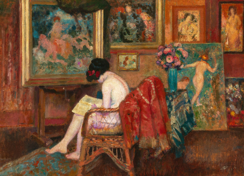 Leitura de modelos no atelier - Georges Lemmen
