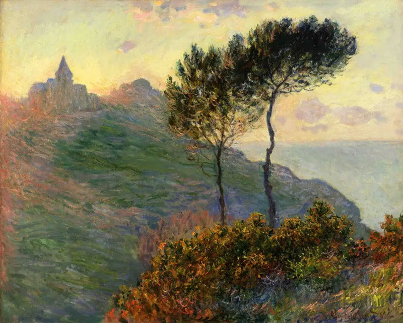 A igreja de Varengeville contra a luz - Claude Monet
