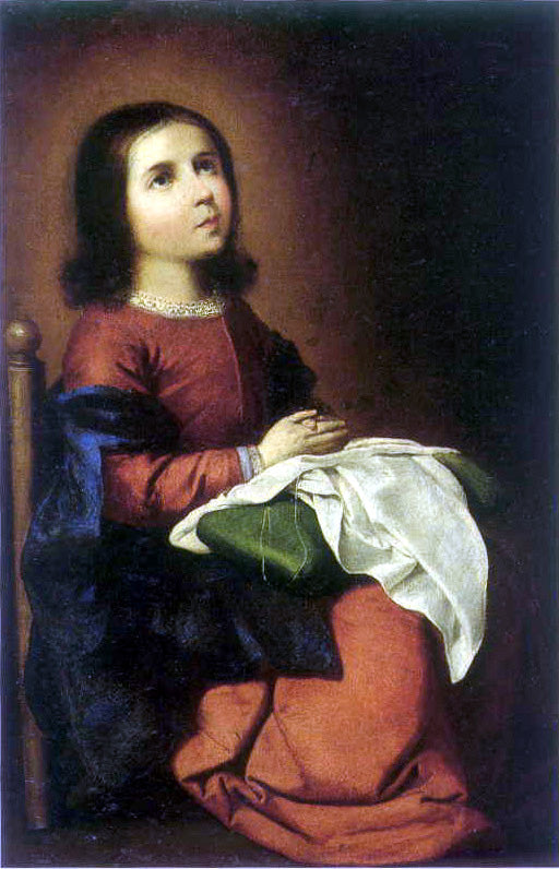 A Criança Virgem em oração - Francisco de Zurbarán