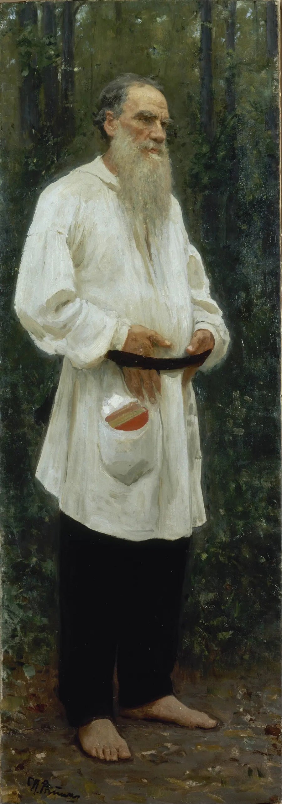 Léon Tolstói descalço - Ilya Repin