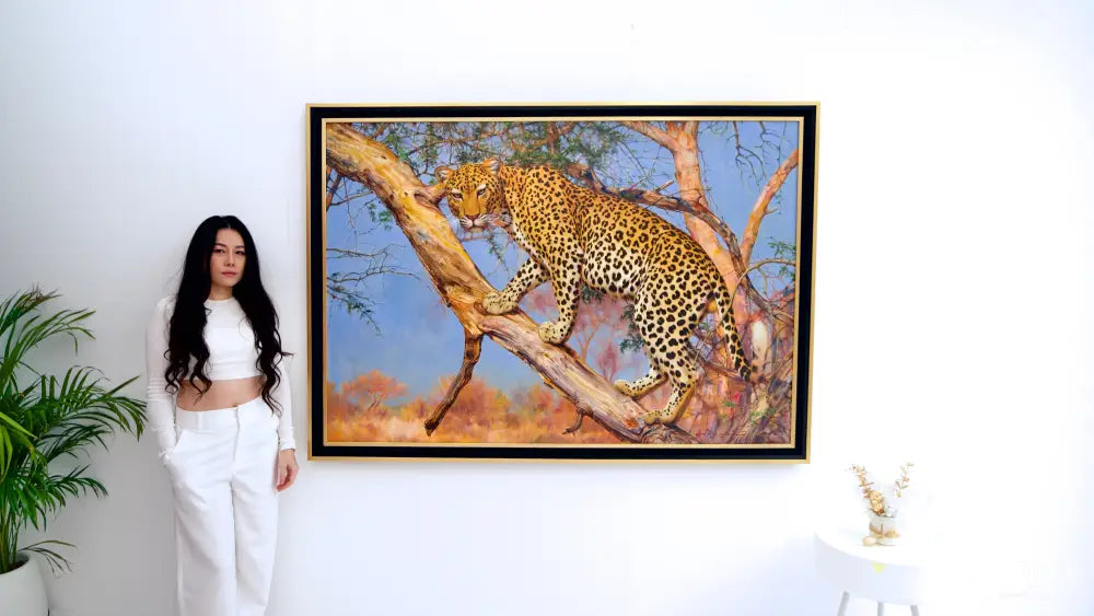 Leopard in a Tree – Somchai | 150 x 100 cm Reproductions de tableaux à la peinture à l’huile