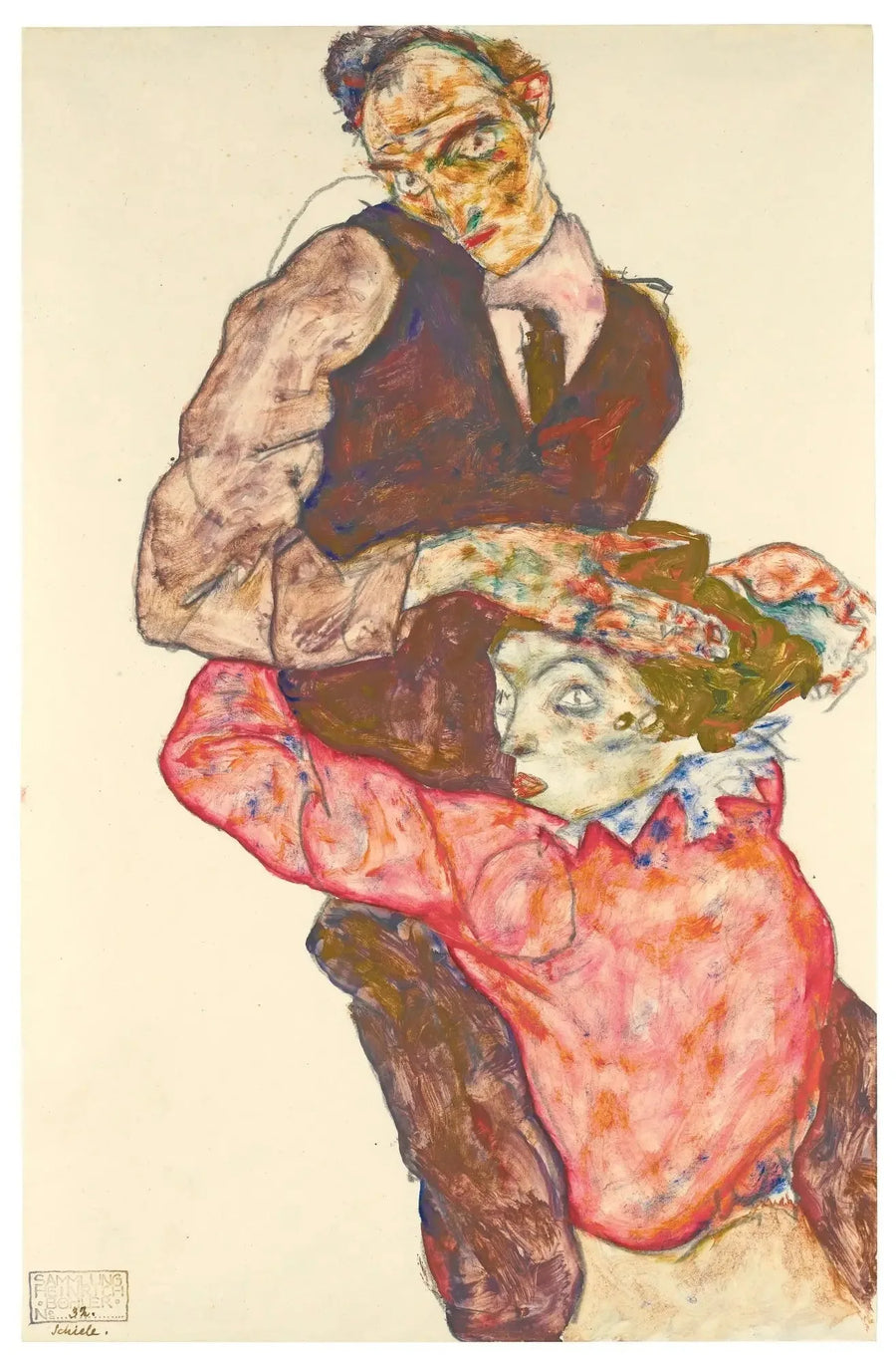 Os amantes (Autorretrato com Wally) - Egon Schiele