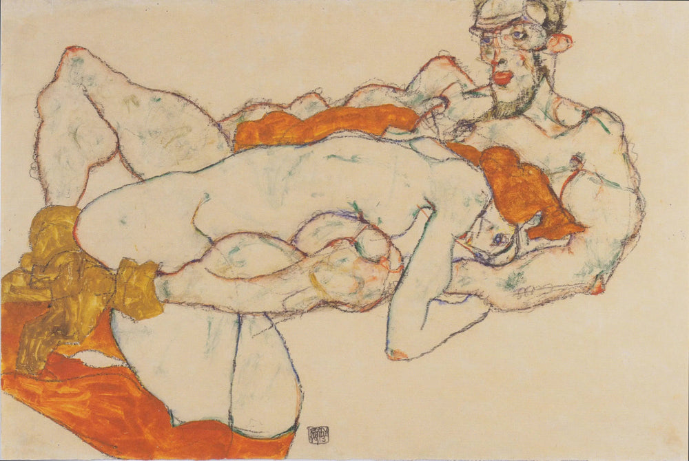 Les amoureux - Egon Schiele image 1 copie peinte à la main à l’huile
