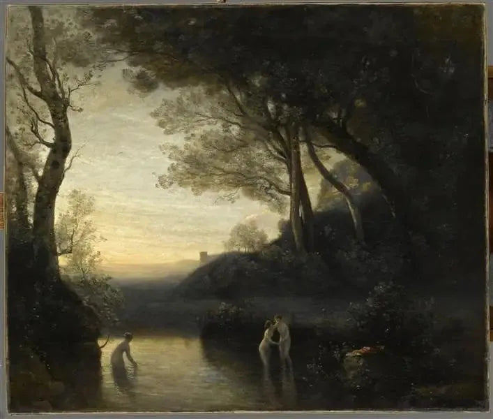 As Banheiras de Bellinzone. Efeito do entardecer - Jean-Baptiste Camille Corot