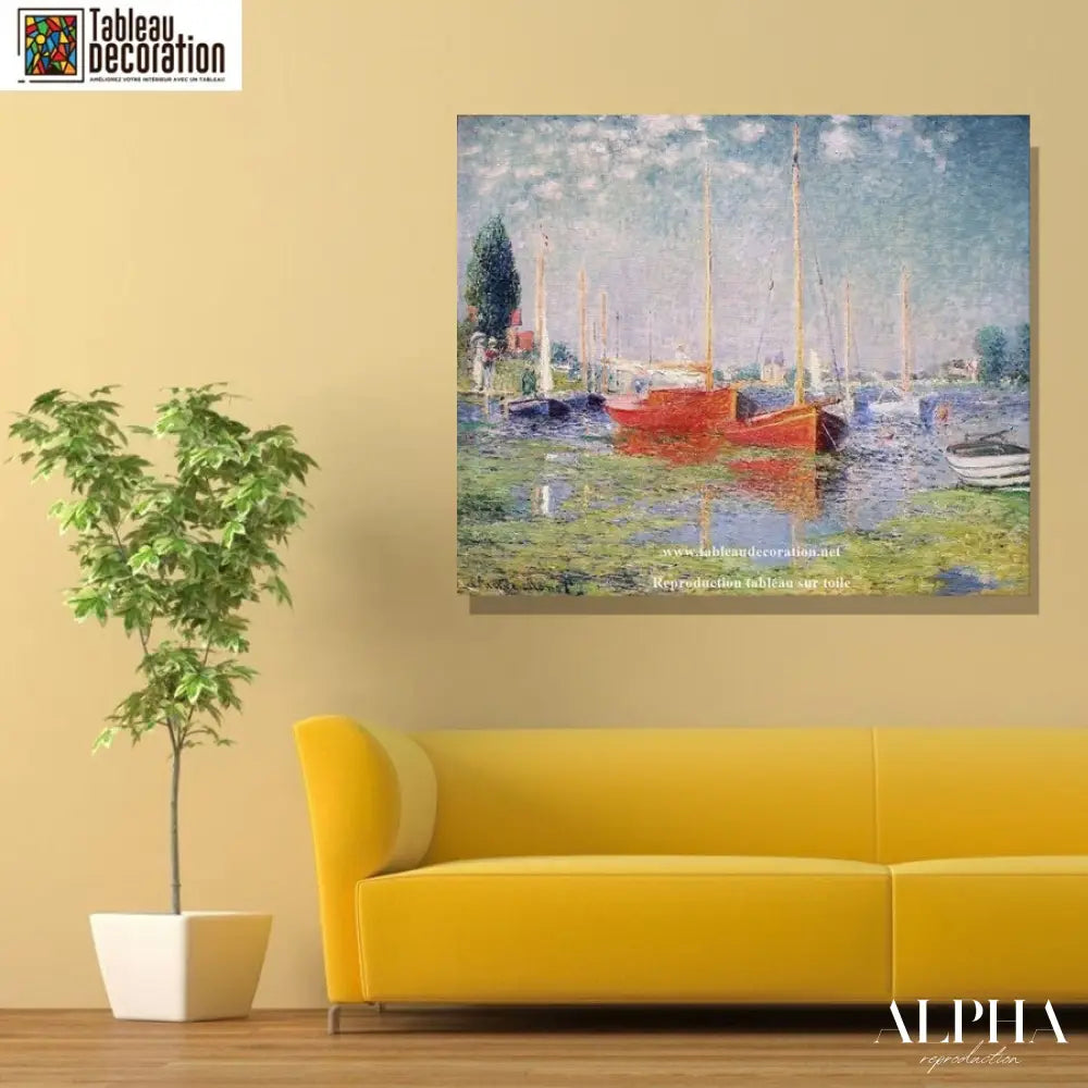 Les bateaux rouges, Argenteuil - Claude Monet - Reproductions de tableaux et peintures haut de gamme