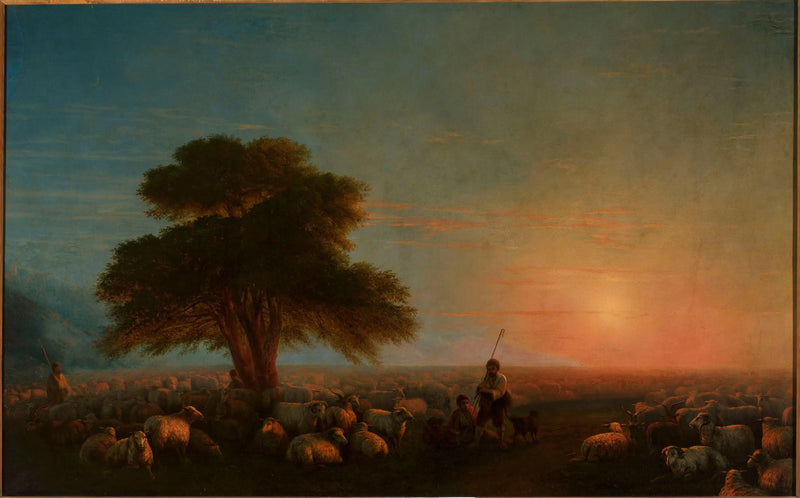 Os pastores com um rebanho de ovelhas. - Ivan Aïvazovski