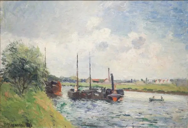 As Margens do Oise, Perto de Pontoise - Camille Pissarro