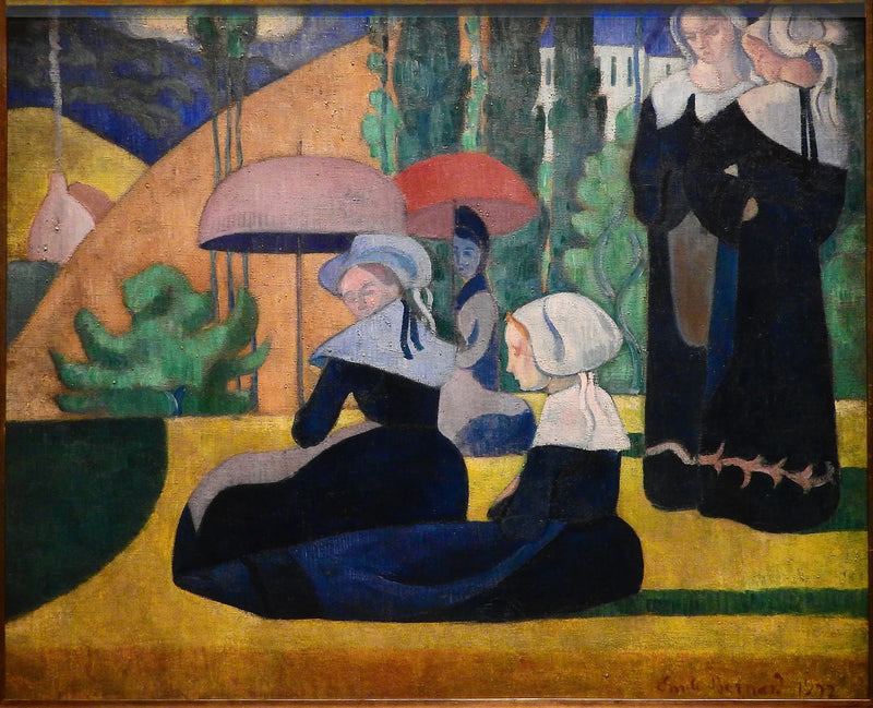 As Bretãs com sombrinhas - Émile Bernard