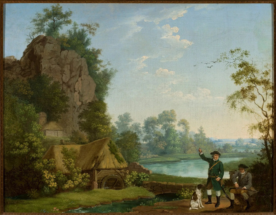 Os caçadores perto do moinho, com vista para Creswell Crags - George Stubbs