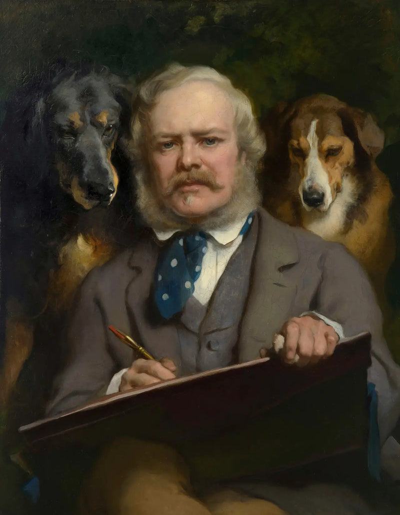 Os Conhecedores: Retrato do artista com dois cães - Edwin Henry Landseer