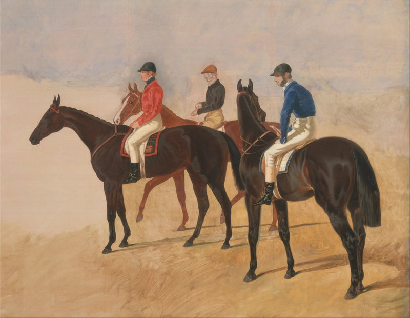 Os cracks do steeple-chase: Allen McDonough em Brunette, Tom Oliver em Discount e Jem Mason em Lottery - John Frederick Herring, Sr.