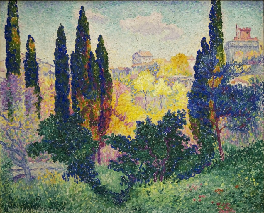 Os Ciprestes em Cagnes - Henri-Edmond Cross