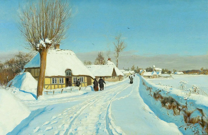Os fiéis se dirigem para a igreja na manhã de Natal. - H. A. Brendekilde