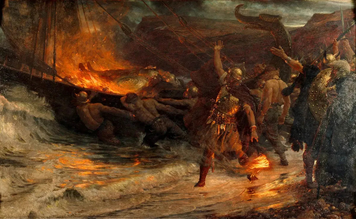 Les funérailles d'un Viking - Frank Bernard Dicksee image 1 reproduction de peinture à l’huile