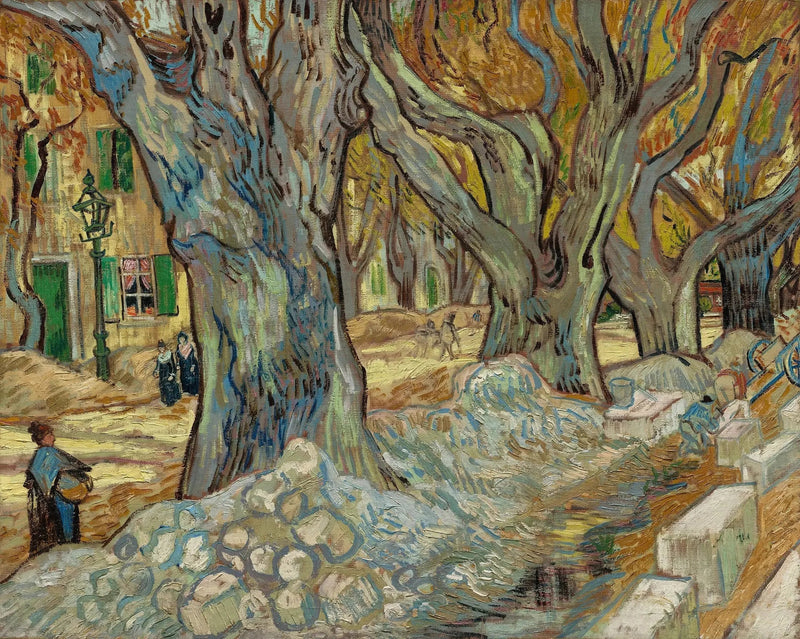 Os grandes plátanos (Trabalhadores da estrada em Saint-Rémy) - Vincent van Gogh