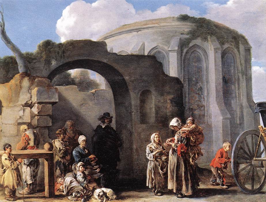 Les Mendiants - Sébastien Bourdon image 1 reproduction artisanale de tableau