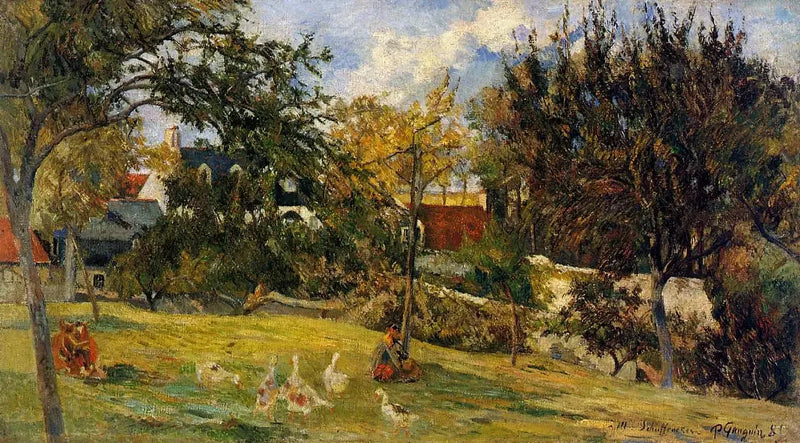 As Gansos no Campo, ou Fazenda na Normandia - Paul Gauguin