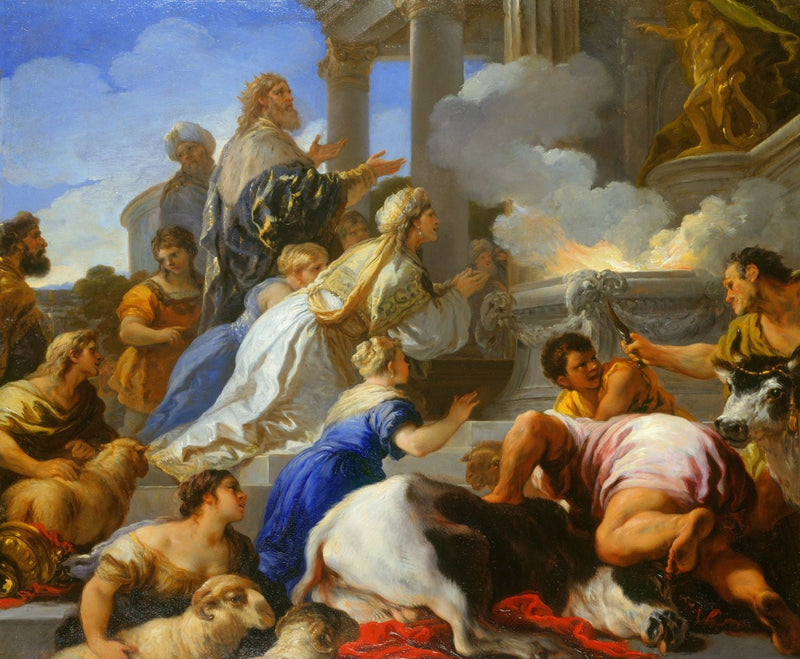 Os pais de Psique oferecem um sacrifício a Apolo - Luca Giordano